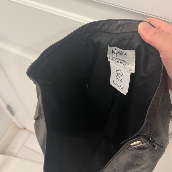 1990's Vintage Claude Montana Pieced Black Leather Pants Italy Size 40 MINT - Picture 11 of 13